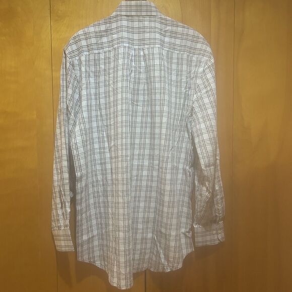 Peter Millar Dress Shirt Mens L Button Down Collar Plaid Gray Beige Corpcore - Picture 7 of 12